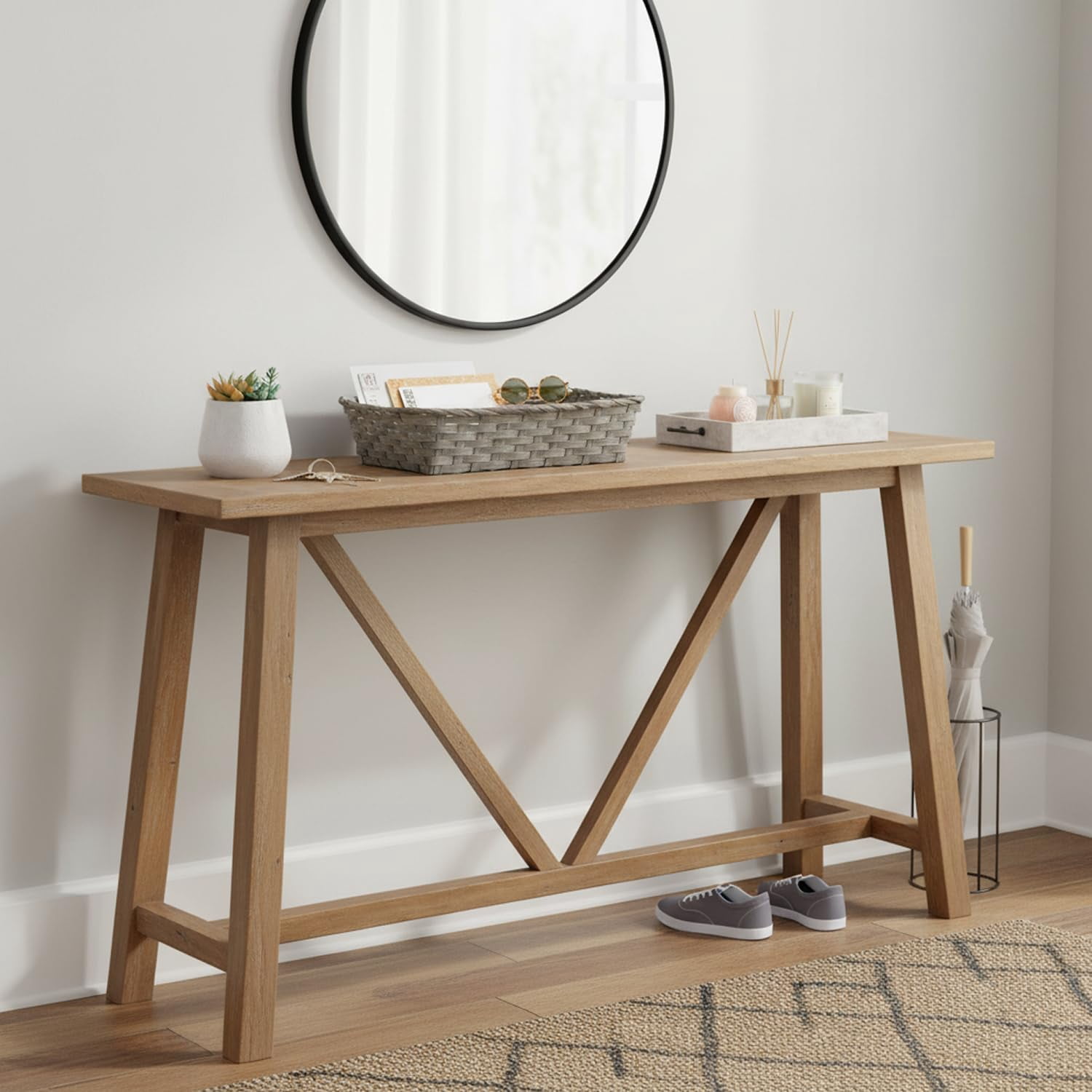12 Pack Premium Handmade 12" x 9" Antique Grey Bamboo Rectangular Storage Baskets – Countertop Artisan Organizer for Kitchen Pantry, Bathroom Vanity, Entryway Catch-All by The Lucky Clover Trading