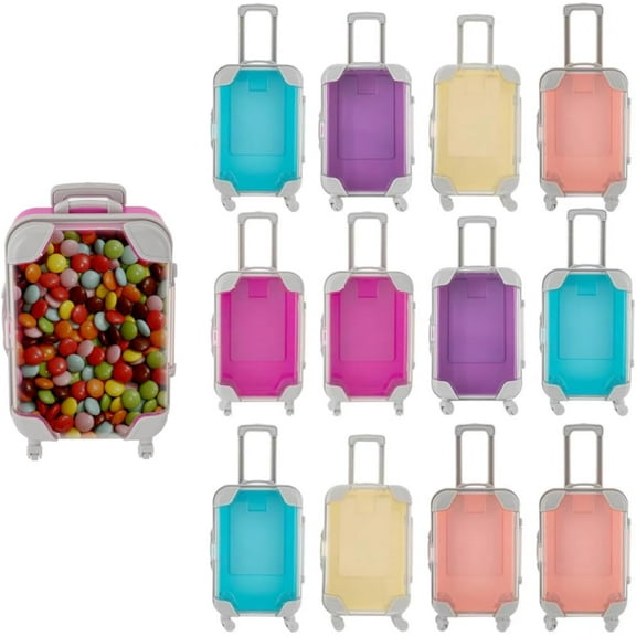 12 Pack Mini Suitcase Fake Eyelash Organizer Case False Eyelashes Packing Box Simulation Mini Trolley Cases Colorful Mini Luggage, 2.95 x 1.38 x 5.12 In