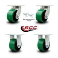 thumbnail image 2 of 6 Inch Heavy Duty Green Poly on Cast Iron Caster Set 2 Swivel Locks 2 Rigid SCC, 2 of 2