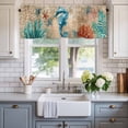thumbnail image 2 of Blue Seahorse Coral Nautical Window Valance Curtain Retro Starfish Rod Pocket Short Curtain for Living Room, Bedroom & Kitchen Window Decor 42x12in, 2 of 8