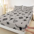 thumbnail image 3 of Feelyou Western Aztec Adult Queen Sheet Sets, Tribal Sheep Skeleton Flat Sheet, Hippie Abstract Triangle Queen Fitted Sheet, Microfiber Bedroom Decor, 4-Piece, 3 of 7