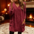 thumbnail image 3 of Wlynlyn Womens Sweatshirts Fuzzy Fleece V Neck Long Sleeve Tops Fall Casual Warm Solid Color Pullover with Pockets, 3 of 10