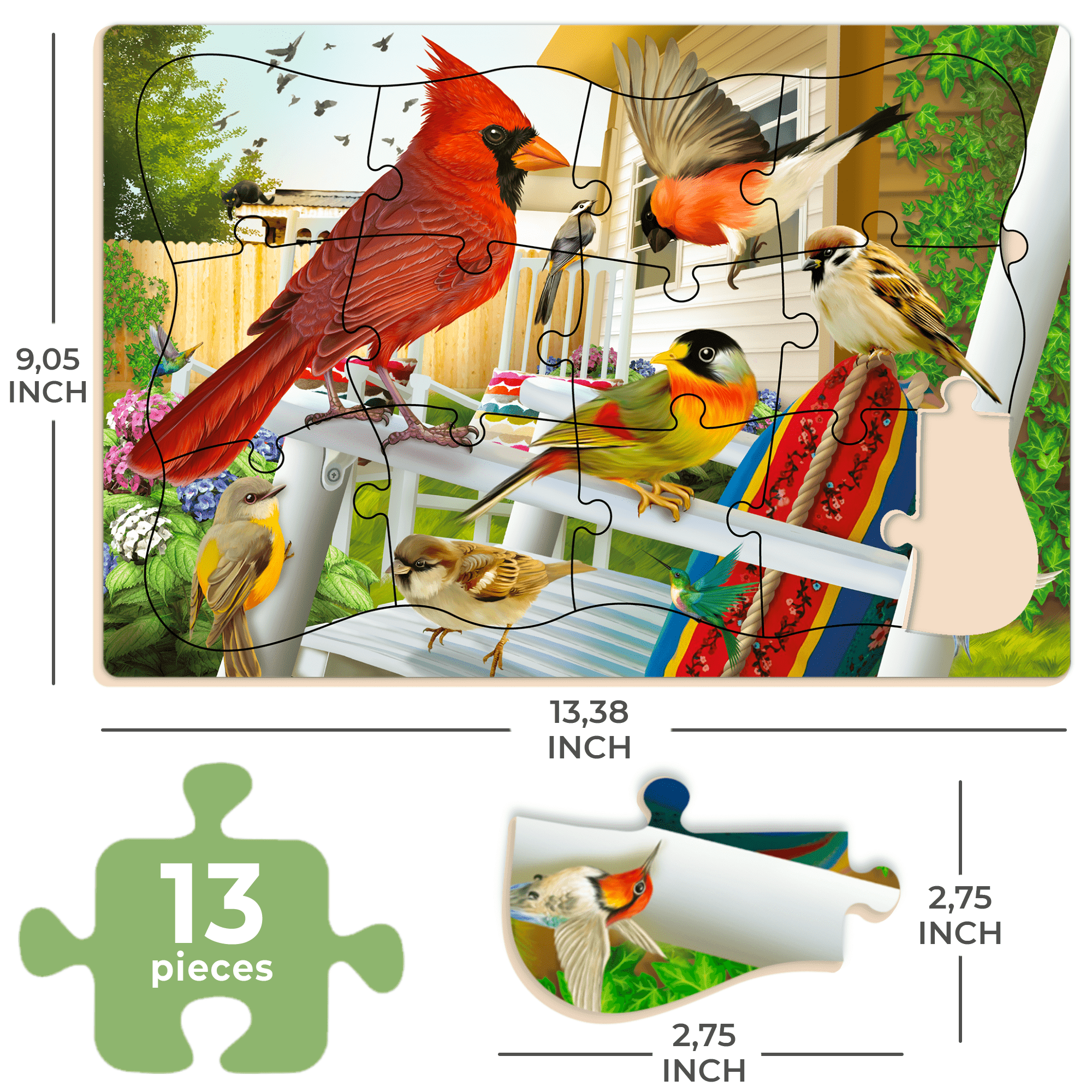 Quokka Dementia Puzzles for Adults - 3 Large Piece Cognitive Therapy Jigsaw Puzzles with Birds and Cats