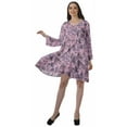 thumbnail image 2 of Moomaya Rayon Flared Dress For Womens Long Sleeve Printed V-Neck Casual Beach Dress For Girls, 2 of 7