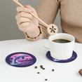 thumbnail image 3 of Leather Coasters with Heat-resistant for Drinks, Hawaiian Beach Dolphin -标题2 Round Shape, 3 of 5