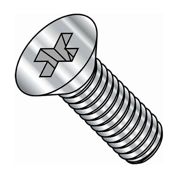 M10-1.50 x 30 mm Phillips Flat Machine Screw, Plain Stainless Steel, 250 PK