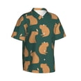 thumbnail image 2 of Hawaiian Shirt For Men, Birds Capybaras Mens Button Down Short Sleeve Shirt, Summer Beach Shirts For Men, 2 of 2