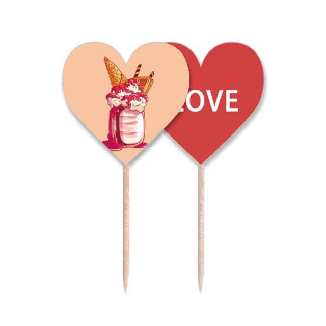 Helado de crema de galletas de chocolate Palillos de dientes bandera etiqueta de amor selección de pastelitos