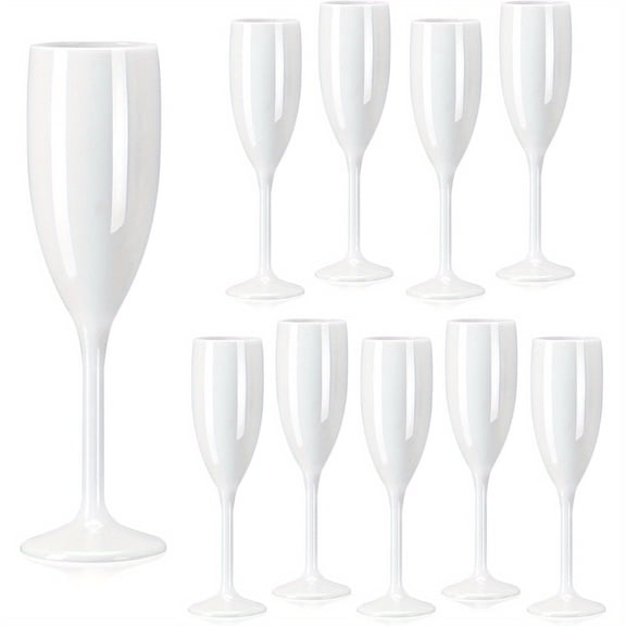 8pcs Champagne Flute Acrylic Champagne Glasses Wedding Toasting Champagne Flute Goblet Plastic Reusable Unbreakable Champagne Cups for Bachelorette Wedding Bridal Shower Party (White)