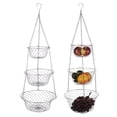 thumbnail image 2 of 3 Tier Fruit Basket iPstyle Hanging Folding Vegetable Iron Wire Storage Basket, 2 of 7