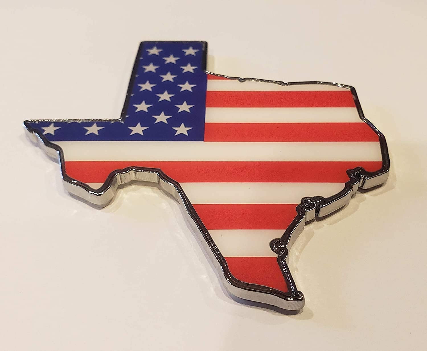 Muzzys american flag in shape of texas state edition emblem decal