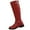 Red, variant on Willtoo Women's Knee-High Boots, Round Toe Low Heel Knee High Boots for Women, Fashion Side Zip Knee High Bootie, Buckle Solid Knee High Boot for Daily Office Party Red