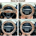 thumbnail image 5 of chalian-Fluffy Car Steering Wheel Cover, Universal Fuzzy Wheel Cover14 1/2-15 & Handbrake Cover & Gear Shift Cover Set,Anti-Slip Leopard Warm Fur Vehicle Wheel Protector Car Accessories for Men Women, 5 of 14