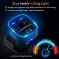 thumbnail image 4 of Transmisor FM Bluetooth para coche, kit adaptador de receptor de radio inalámbrico con luz ambiental azul para llamadas manos libres, cargador USB dual de 5 V/2,4 A y 1 A., 4 of 5