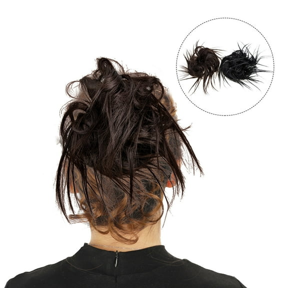 FRCOLOR  2 Pcs Wig Headband Topper Bun Hair Scrunchies Bands Miss Women's