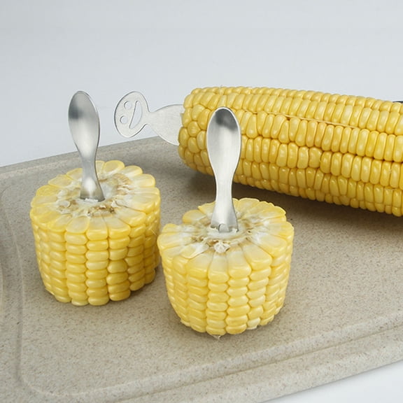 CIMAXIC 8Pcs Polished Stainless Steel Corn Forks for Barbecue Picnic and Fruit Serving