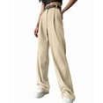 thumbnail image 2 of Women'S Wide Leg Suit Pants Loose Fit Waisted Business Casual Long Trousers Pants Apricot L, 2 of 7