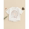 thumbnail image 3 of Suagox Baby Boy Romper, Short Sleeve Crew Neck Rainbow Letters Print Summer Bodysuit Clothes for Casual Daily for 0-18 Months Baby, 3 of 10