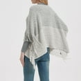 thumbnail image 7 of Hauaitttt Women Fashion Fringe Spring and Autumn Winter Batsleeve Sweater Pullover Striped Cape Sweater Shawl Top Cloak for Women with Hood and Pockets Warm Shawl Wraps for Women Wrap Sweater Long, 7 of 7