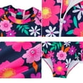 thumbnail image 4 of GYRATEDREAM Toddler Baby Girls Rash Guard Long Sleeve One Piece Swimsuits Kids Cartoon Print Zipper Bathing Suits UPF 50+/Sun Protection for 4-9 Years, 4 of 8