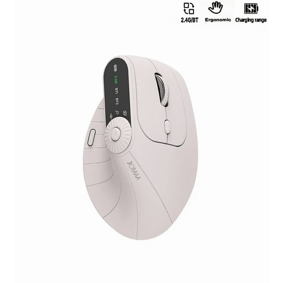 Jomaa Bluetooth Wireless Vertical Mouse With Function Adjustment Knob Slient Click Rechargeable Ergonomic Mice for Win/IOS/Android