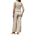 thumbnail image 3 of INSPIRE CHIC Summer 2 Piece Outfits for Women Dressy Casual Sleeveless Tank Tops Wide Leg Drawstring Pants Elegant Lounge Sets XS Apricot, 3 of 6