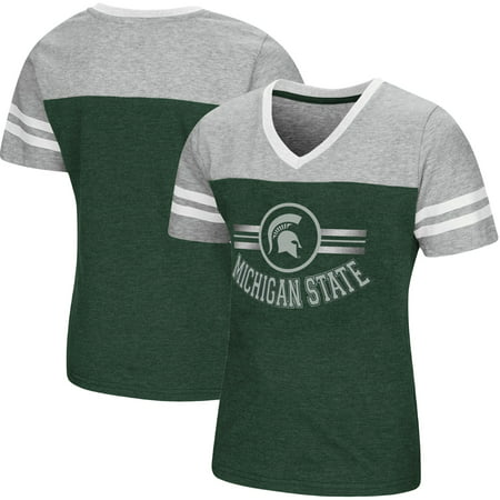 Michigan State Spartans Colosseum Girls Youth Pee Wee Football V-Neck T-Shirt - Green/Heathered