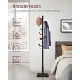 thumbnail image 4 of VASAGLE 8 Hooks Solid Wood Coat Rack Wood Hall Tree Coat Rack Stand with Stable Square Base 3 Height Options Office Ink Black, 4 of 7