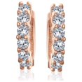 thumbnail image 2 of Bling Jewelry Womens Solitaire CZ Hoop Earrings Men Round Cubic Zirconia Rose Gold Sterling Silver, 2 of 4