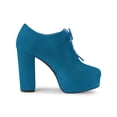 thumbnail image 3 of Unique Bargains Women's Platform Chunky Heel Lace Up Booties Lake Blue (Size 9), 3 of 7