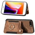 thumbnail image 2 of Nalacover For iPhone 7 Plus/8 Plus Case Ring Holder Kickstand with Credit Card Holder, Back Flip Premium Leather Magnetic Clasp Removable Wirst Hand Strap Cover For iPhone 7 Plus/8 Plus, Brown, 2 of 8