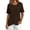 Coffee, variant on Summer Knitted Tops for Women Crew Neck Short Sleeve Asymmetrical Hem Button Shirts Trendy Casual Blouses