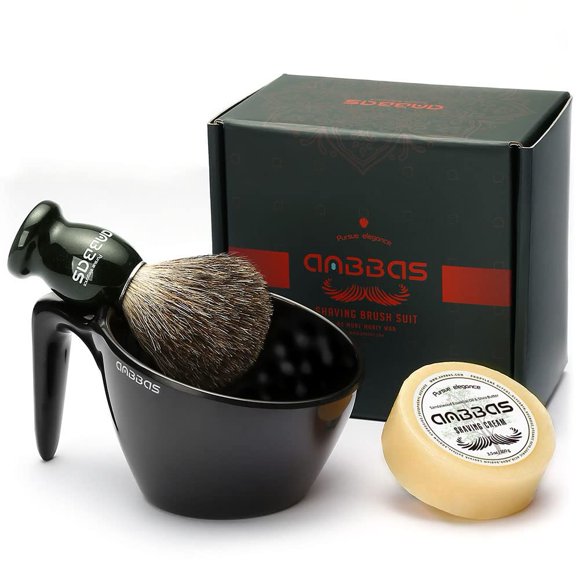 Brocha de afeitar de pelo de tej�n Anbbas con jab�n de afeitar y espuma mejorada - Taza POP A5 de melamina, juego de espuma para afeitado en h�medo p
