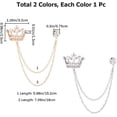 thumbnail image 2 of 2Pcs Cross Crown Long Chain Brooch Rhinestone Tassel Brooch Pin Crystal Crown Hanging Chain Brooch Suit Pin Men's Suit Collar Alloy Lapel Pins for Wedding Men's Suit Platinum & Golden, 2 of 6
