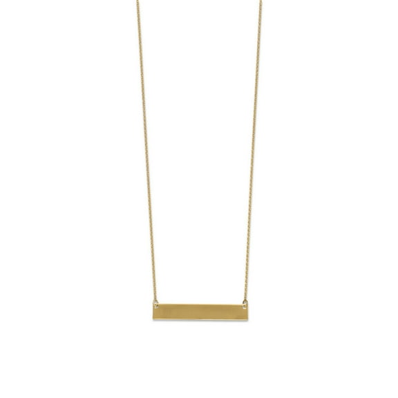 16 Inch   2 Inch Extention Gold-Flashed Sterling Silver Necklace Polished Engravable Bar