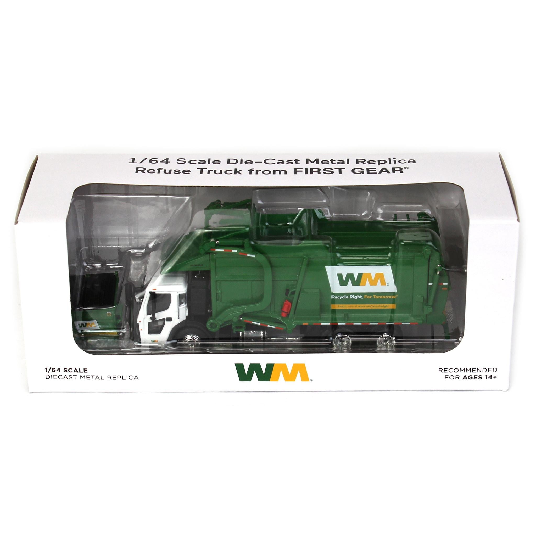 First Gear 1/64 Mack LR with McNeilus Meridian Front Loader & Dumpster, Waste Management Truck 60-1796D