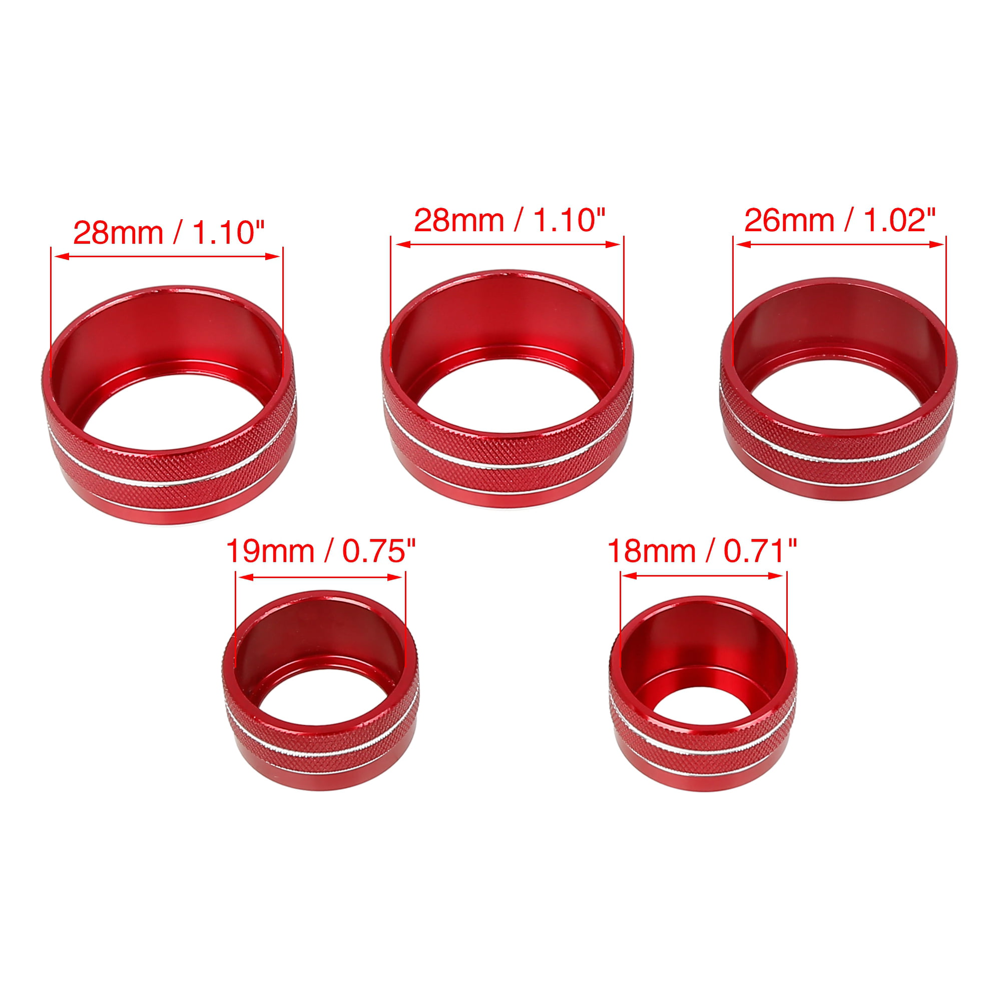X AUTOHAUX 5pcs Red Aluminum Alloy Car AC Climate Control Ring Knob Trim Cover for Toyota Camry 2018-2020