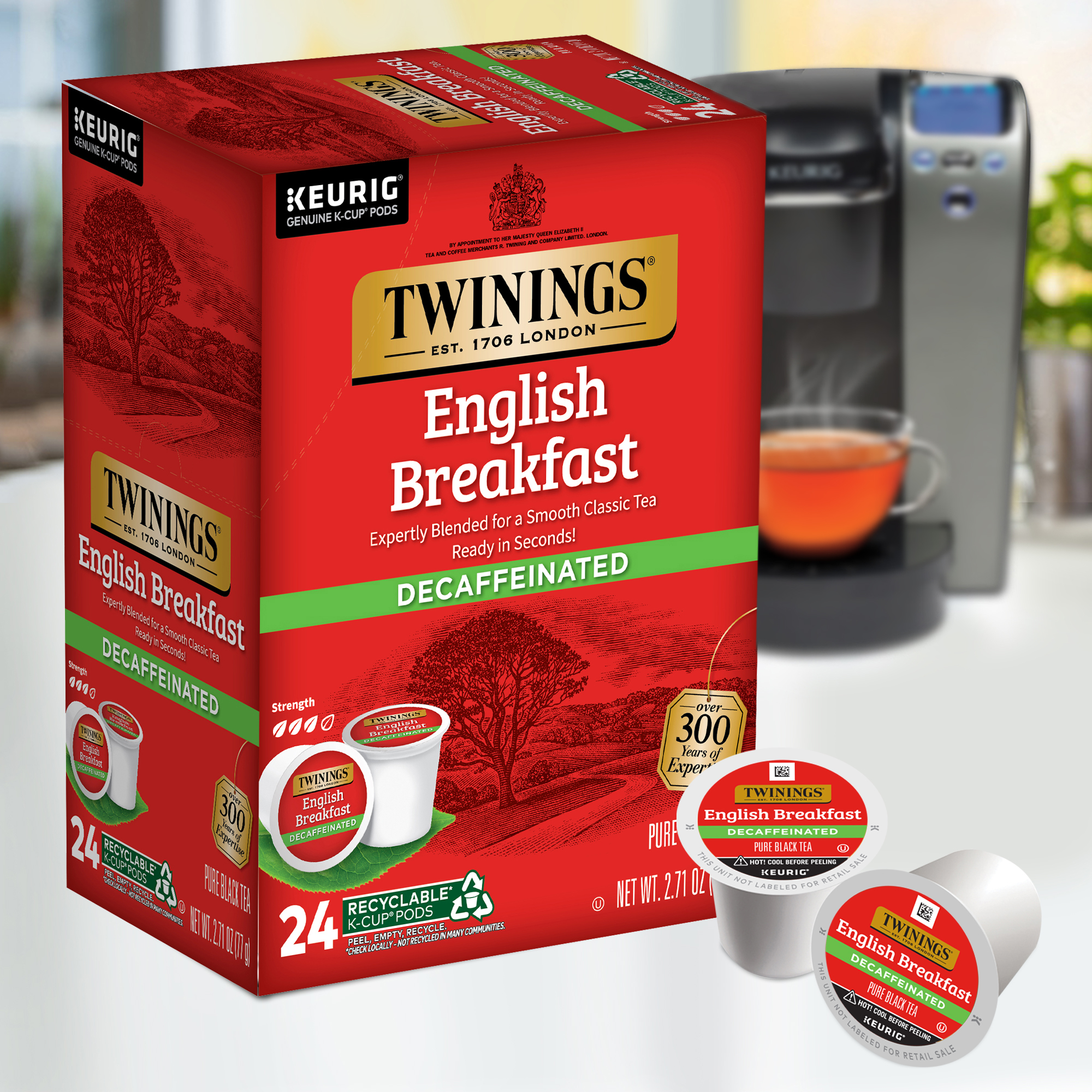 Twinings English Breakfast Decaffeinated K-Cup® Pods for Keurig, Pure Black Tea, 24 Count - image 4 of 7
