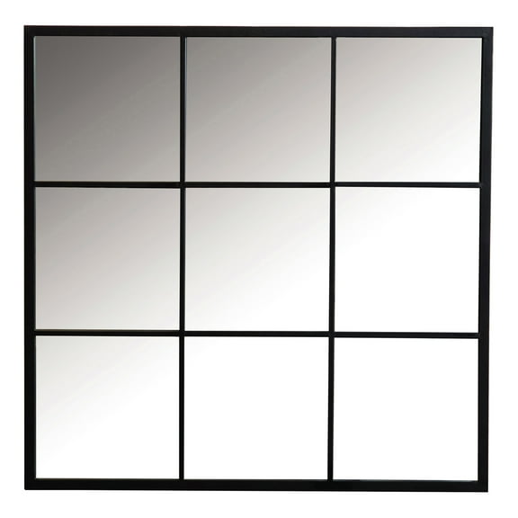 Coaster Quetzal Square Window Pane Wall Mirror Black