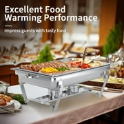 Chafing Dish Buffet Set 4 Pack: TINANA 8QT Stainless Steel Chafing Dishes for Buffet, Chafers and Buffet Warmers Sets for Parties, Events, Wedding, Camping, Dinner