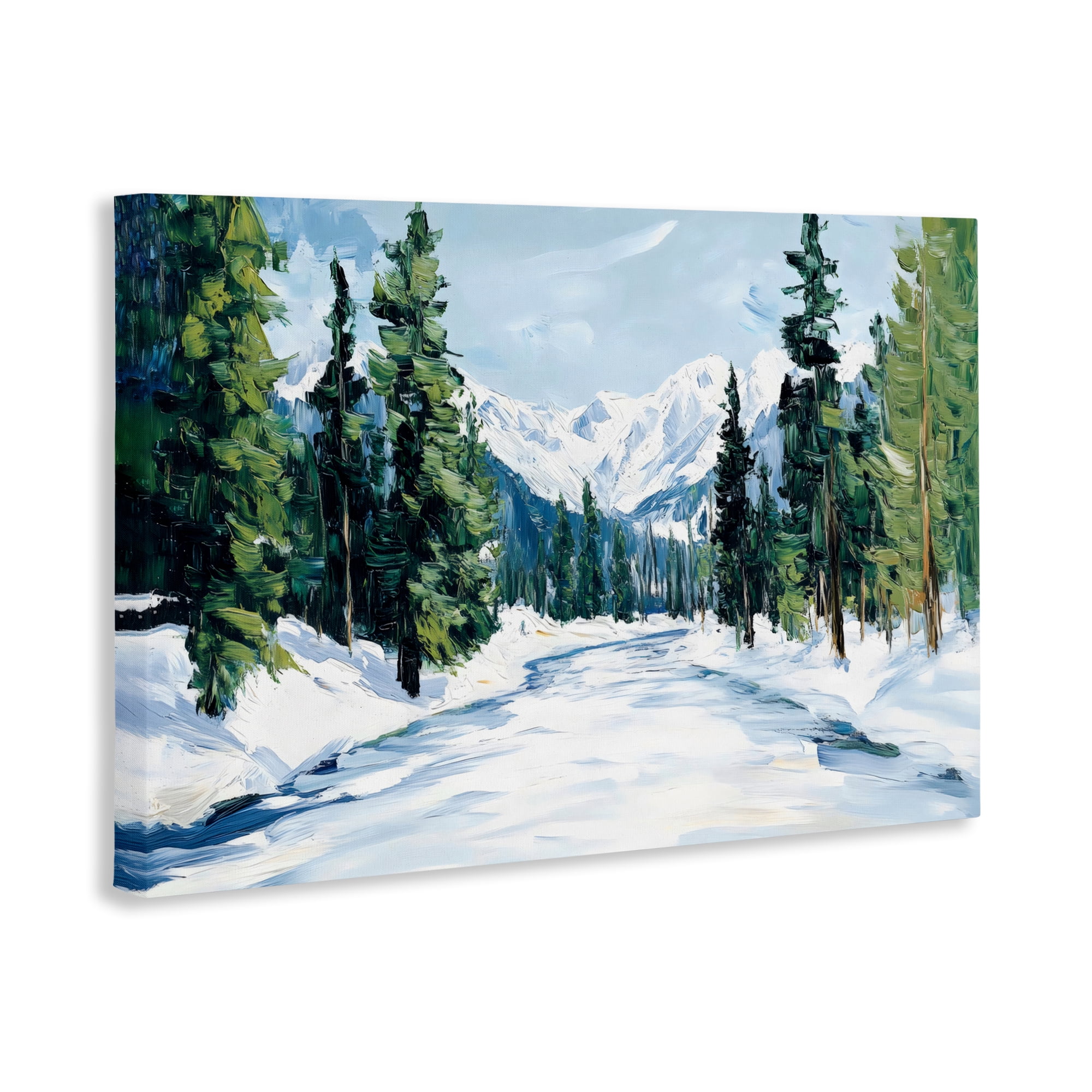 Snowy Tall Tree Pass Canvas Wall Art, design by Petal Prints Design