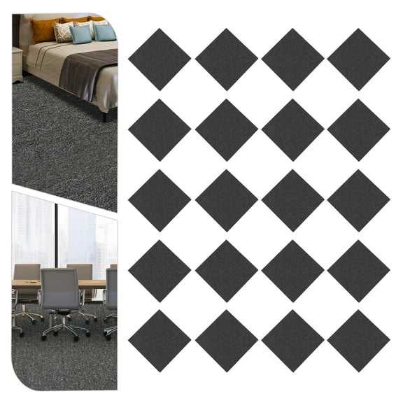 20PCS Square Carpet Tiles Commercial Office Home Shop Retail Flooring Carpet Mat Dark Grey Square Carpets