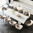 thumbnail image 2 of LAZZO Farmhouse Rustic Extendable Dining Table, 70.9"-86.6" Rectangular Wooden Kitchen Table for 6-10, White, 2 of 9