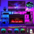 thumbnail image 3 of TC-HOMENY LED TV Stand with 27.5" Electric Fireplace, Space Heater for Indoor Entertainment w/ Remote Control & LED Strip Lights, Center Storage Cabinet for TV Up to 70", Fit Meeting Room, Black, 3 of 13