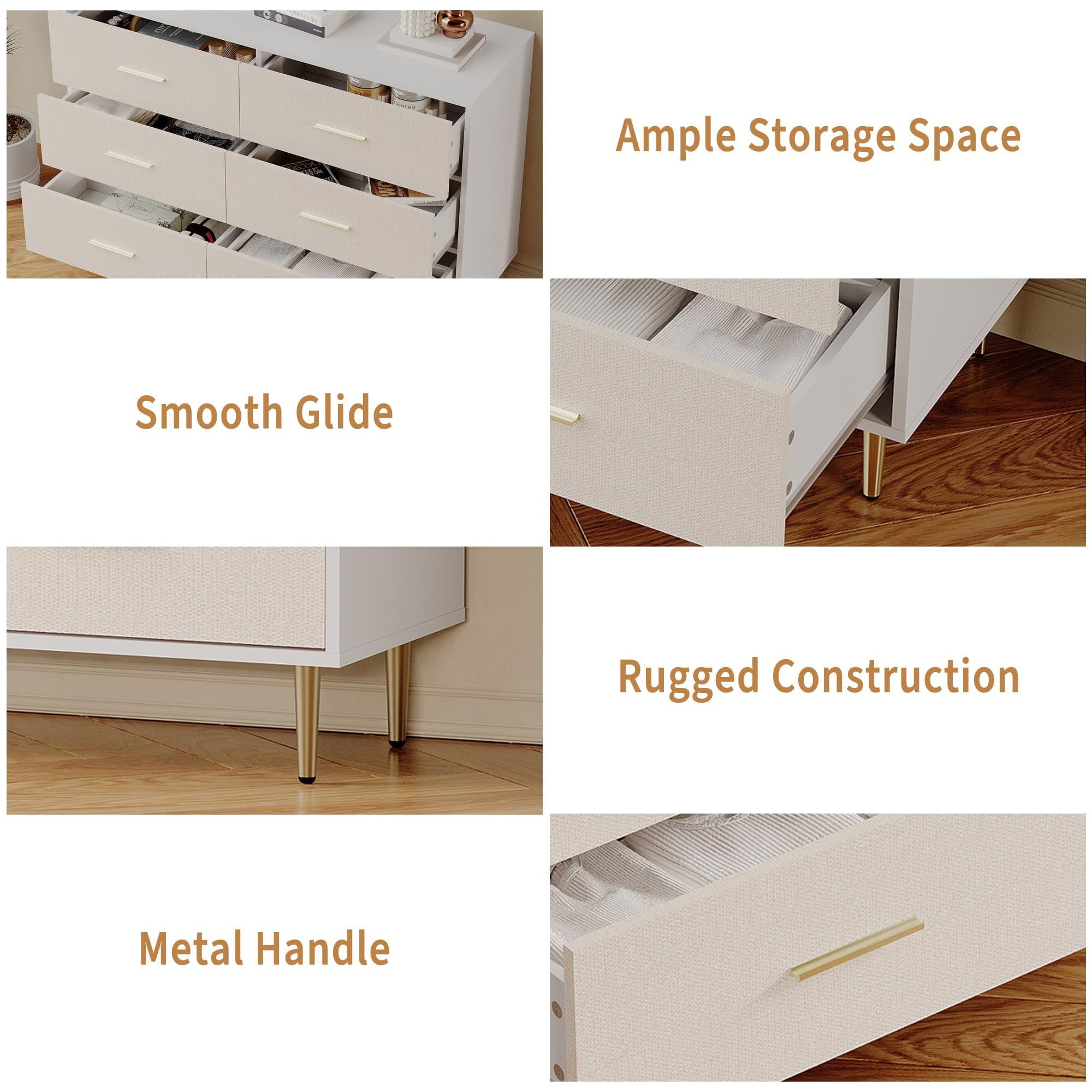 Kselythan 3 Drawer Dresser,Modern White Chest of Drawers,Nightstand for Bedroom with Gold Handles and Legs,Wooden Nightstand with Drawers, Narrow Accent Cabinet End Table for Living Room,Bedroom