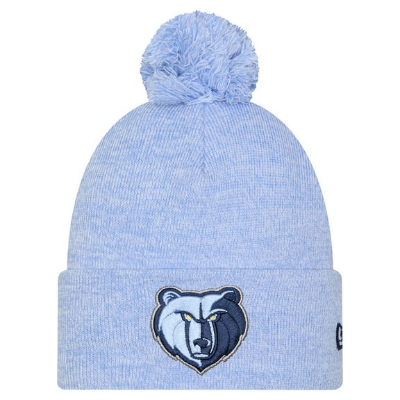 Men's New Era Light Blue Memphis Grizzlies Marled Cuffed Knit Hat with Pom