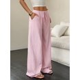 thumbnail image 2 of 2pcs Wide Leg Pants for Women Flowy Palazzo Drawstring Elastic Waist Trousers with Pockets Summer Beach Vacation Clothes, 2 of 6