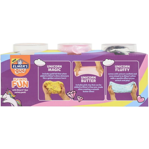 Elmer's Gue Premade Slime, Unicorn Dream Slime Kit, Includes Fun, Unique  Add-Ins, Variety Pack, 3 Count - Walmart.com