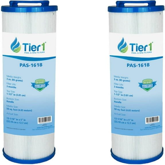 Tier1 Pool & Spa Filter Cartridge 2-pk | Replacement for Waterway 817-4050, Teleweir 50, Pleatco PWW50L, PWW50L-M, FC-0172, 4CH-949 and More | 50 sq ft Pleated Fabric Filter Media