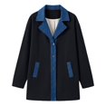 thumbnail image 2 of Womens Denim Patchwork Collared Shirt Jacket Casual Long Sleeve Button Front Denim Trim Blazer Lightweight Shacket, 2 of 8